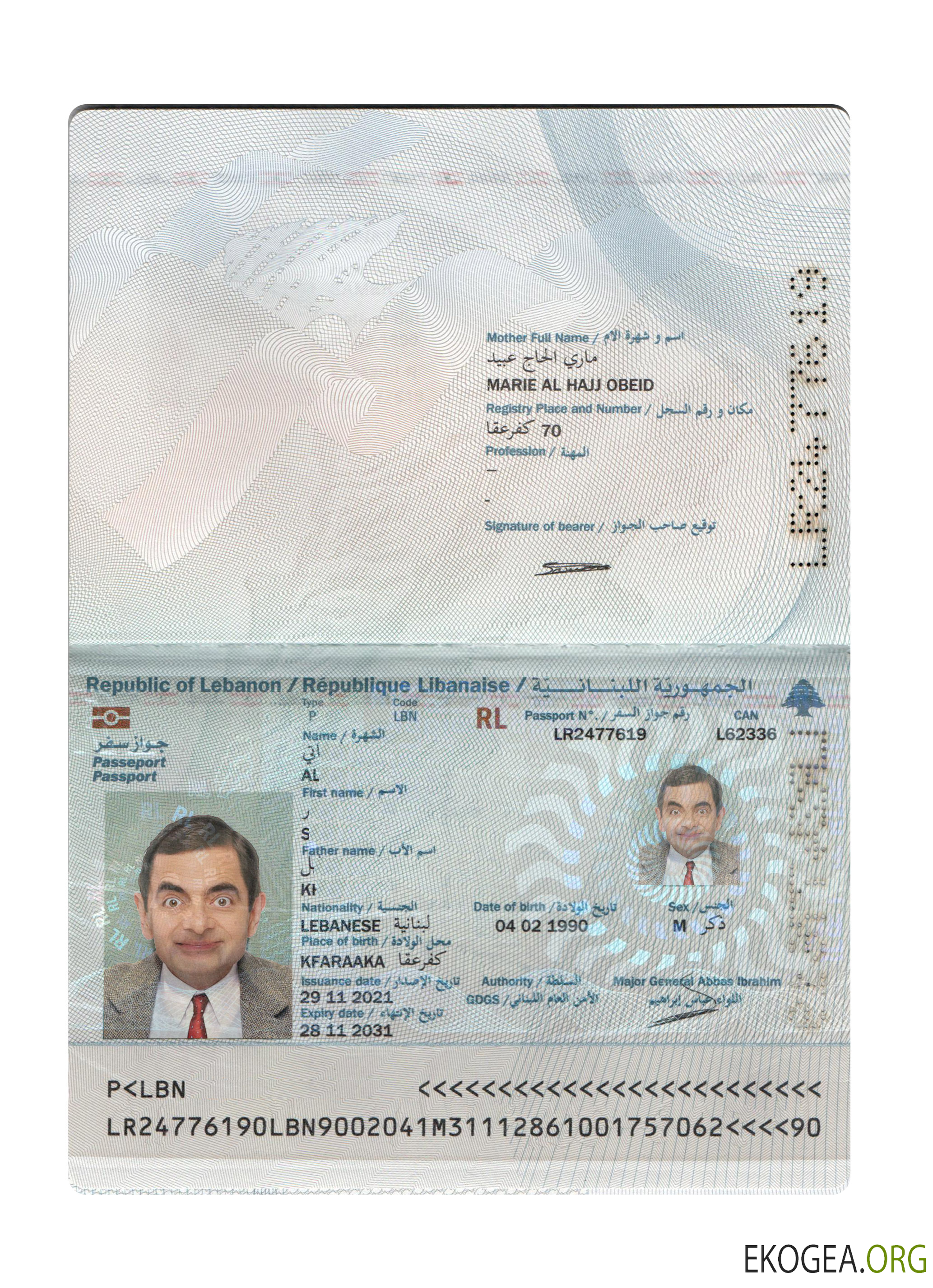 Passeport du Liban 2021 présent